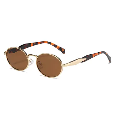 Oval Metal Frame Retro Sunglasses - 10