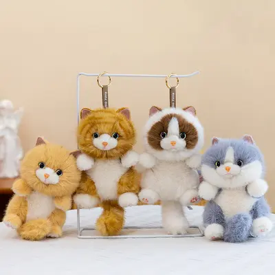 Cute Calico Cat Plush Keychain, Ragdoll Cat Bag Pendant for Girls