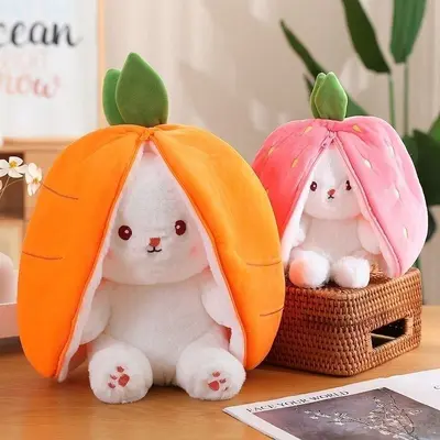 Peluş oyuncak bebek bebek yastık toptan çilek tavşan tavşan havuç doğum günü hediyesine dönüştü - 4
