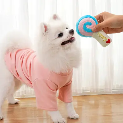 Plush Lollipop Squeaky Toy for Cats and Dogs, Chew-Resistant - 3