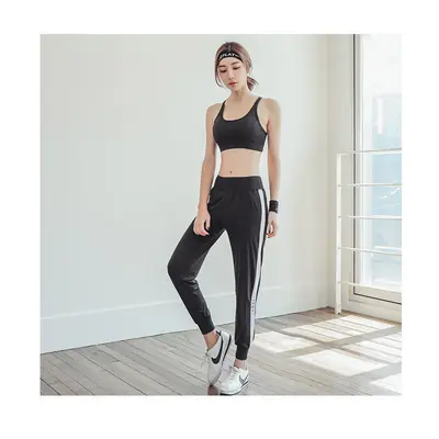 2024秋季运动服套装女款透气速干瑜伽服三件套长袖哈伦裤健身服女