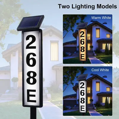 Güneş Enerjili LED Kapı Numarası Işığı, Dış Mekan, Çift Işık Kaynaklı