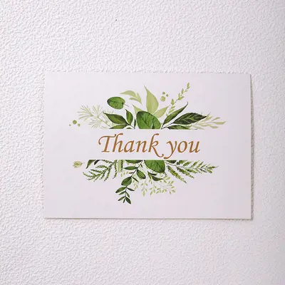 Foldable Thank You Greeting Card with Flowers, Kraft Paper, White Envelope and Seal