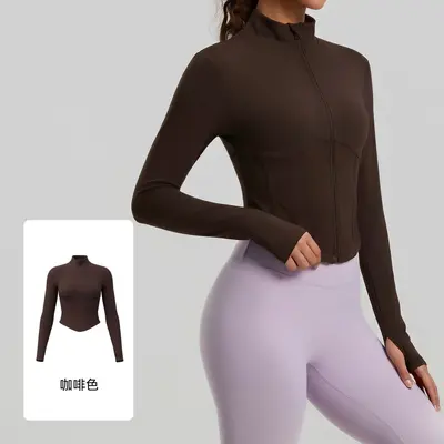 Women's Yoga Jacket, Stand-Collar Long-Sleeve, Running and Pilates Sports Top - 10