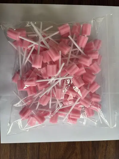 Disposable Oral Care Massage Sponge Sticks, 100 Pcs Bag, Disinfected - 9