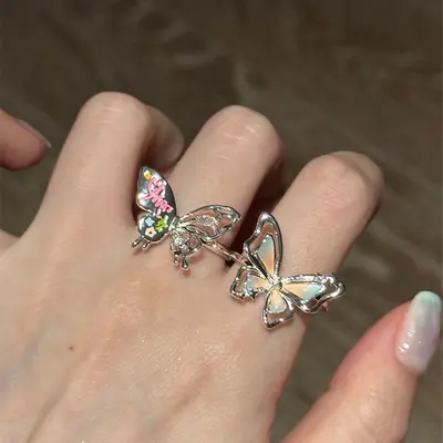3D butterfly ring double-layer hollow - 1