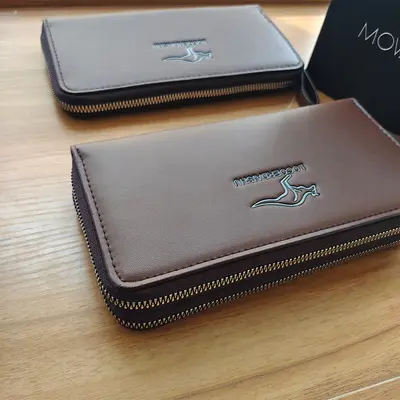 Herren-Handgelenktasche, langes Portemonnaie mit Reißverschluss und mehreren Fächern