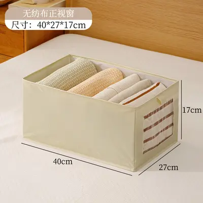 Baumwoll- und Leinenspeicherbox mit Sichtfenster, Kleiderschrank-Aufbewahrungsbox für zu Hause, faltbare Stoff-atmungsaktive staubdichte Kleidungsorganizer. - 8