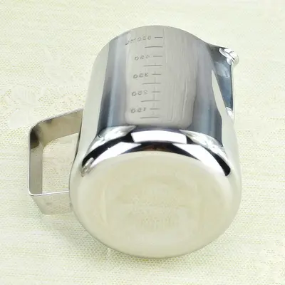 Stainless Steel Latte Art Pitcher, Pointed Spout, Lidless, Thickened