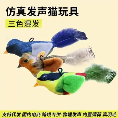 Sound Bird Simulation Hanging Cat Teaser Wand, Kitten Self-Play Toy - 10