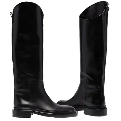 Damenstiefel aus Rindsleder, mittlerer Absatz, runde Zehenpartie, Übergröße
