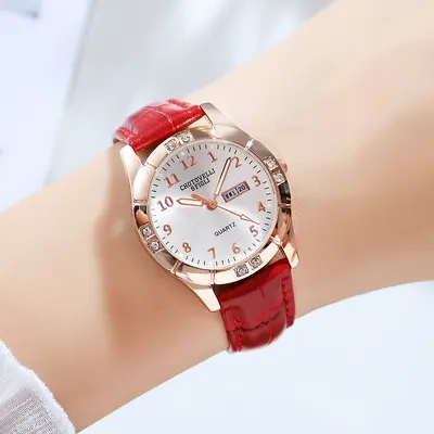 Yeni Kore tarzı moda canlı yayın kızlar öğrenci çift takvim taklidi kemer kuvars saat bayanlar üreticisi toptan izle - 7