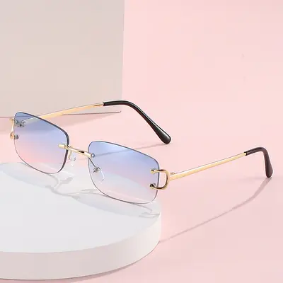 Frameless Metal Men's Sunglasses, Classic Design - 3
