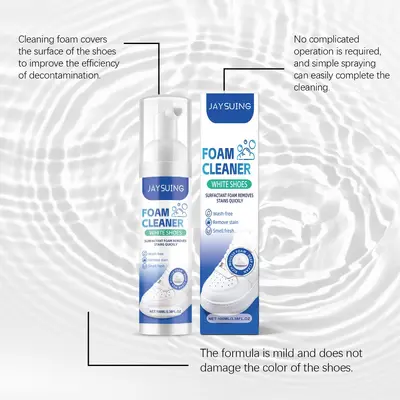 JAYSUING White Shoe Foam Cleaner Sneaker Stain Remover Upper Cleaning Waterless Whitening Shoe Cleaner
