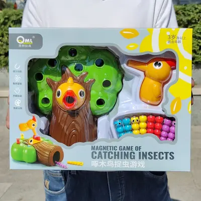 Woodpecker Bug Catching Game, Magnetic Concentration Toy for Kids