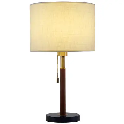 Retro-Hotel-Tischlampe mit Stoffschirm und Schalter