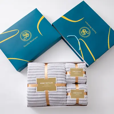 Mercan Samt Badetuch dreiteiliger Geschenkkarton Hochzeits-Gruppenkauf Unternehmensrückgabe Geschenk Handtuchset - 7