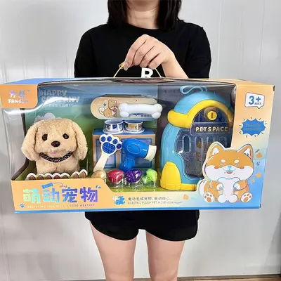 儿童玩具宠物狗狗兔子猫咪宠物屋电动行走会叫毛绒公仔幼儿园礼盒 - 3