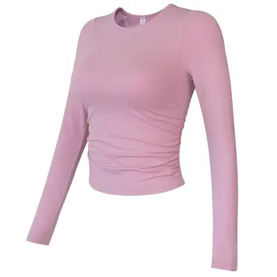Tek Parça Göğüs Pedli Kadın Spor Üstü, Slim Fit Uzun Kollu Yoga Tişörtü