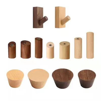 Cross-border wooden wall hooks, simple solid wood brackets for indoor door storage, clothing and hat hooks.