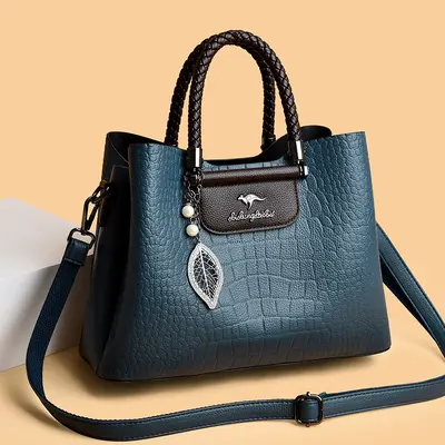 Women's Large-Capacity Tote Handbag with Crossbody Strap - 9