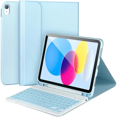 iPad 10th Gen Protective Case with Detachable Bluetooth Keyboard, A16, Pen Slot - 11