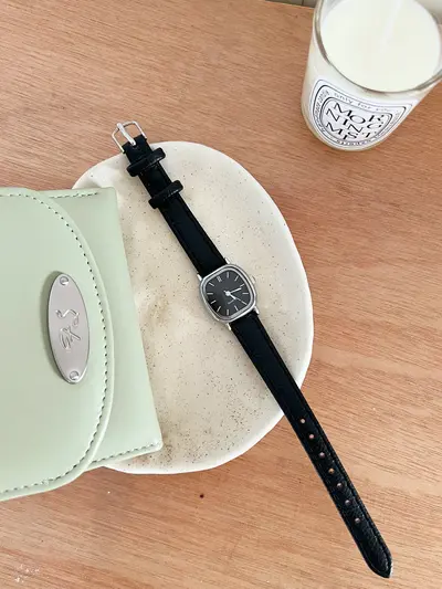 Korean-style quartz watch, leather strap, women's - 10