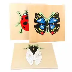 Montessori Ahşap Hayvan ve Bitki Gömme Yapboz, Erken Çocukluk Eğitici Oyuncak - 5