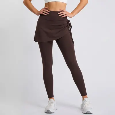 Juyitang New Drawstring Pleated Yoga Skirt Pants for Women, Fake Two-Piece Slimming Anti-Awkward Sports Fitness Long Pants - 9