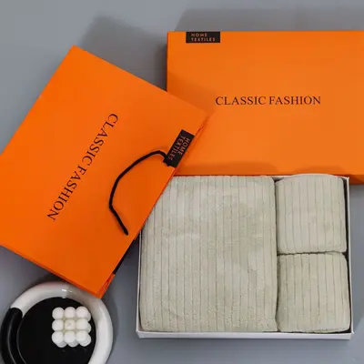 Coral fleece towel set, 3-piece, absorbent, gift box - 13