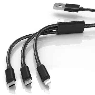 3-in-1 Ladekabel-Set mit USB-Doppelport-Stecker, Schnellladung - 10