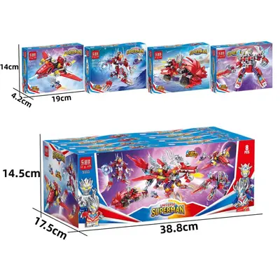 Mecha Model Building Blocks, Small Particle Set for Boys, 4-in-1 - 3