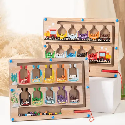 Wooden Magnetic Maze Ball Toy for Learning Numbers