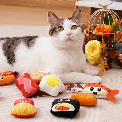 Katzenspielzeug-Set mit Katzenminze, Plüsch-Kauspielzeug für Kätzchen - 4