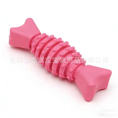 TPR Fish Bone Dog Chew Toy, Molar Stick - 7