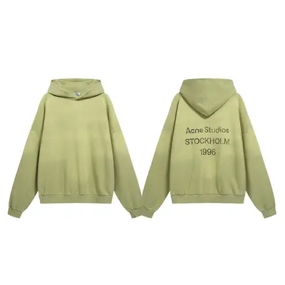 American Style Washed Distressed Hoodie with AC1996 Letter Print, Loose Fit
