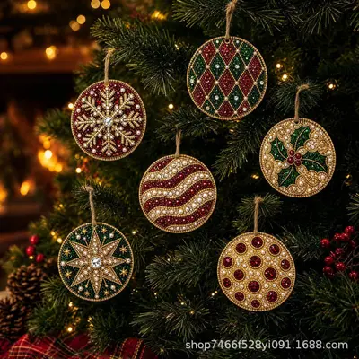 6 parça Noel ahşap süs seti, DIY - 10