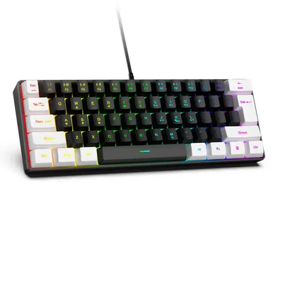 61 tuşlu RGB oyun kablolu klavye ve fare seti renkli MINI mekanik olmayan film siyah beyaz bilgisayar klavyesi - 8
