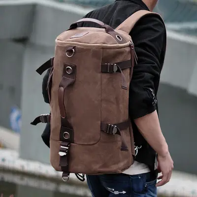 Leinwand-Rucksack für Herren, modische Schultasche, Jugend-Reisetasche, großvolumiger Computer-Rucksack, Crossbody-Tasche