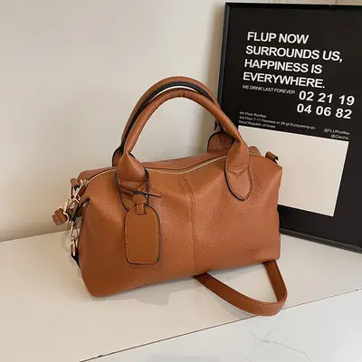 Large Capacity Textured Women's Shoulder Bag, Daily Handbag - 9