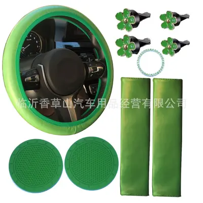 Car Steering Wheel Cover and Accessory Set, 10 Pieces - 8