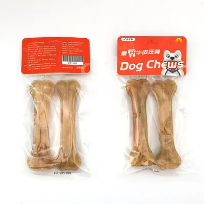 Pressed Cowhide Dog Chew Bone, Dental Cleaning Durable Treat - 6