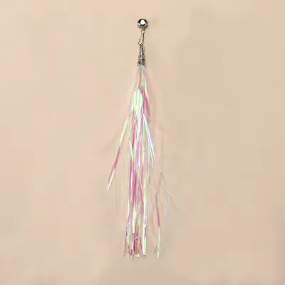 Cat Teaser Wand Replacement Head with Crinkle Paper, Bell and Colorful Tassels - 7