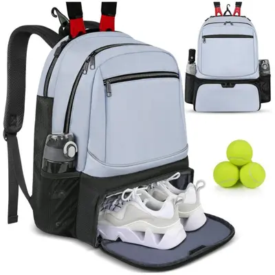 Racket Backpack, Large Capacity, Separate Shoe Compartment - 7