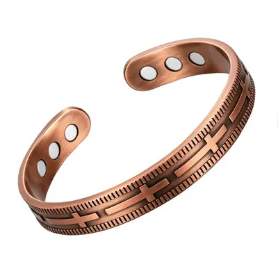 Grenzüberschreitend beliebtes Magnet-Armband-Ring-Set Magnetarmband Blüten Antik-Rotkupfer gebürstet Vintage-Stil Schmuck für Herren und Damen - 11