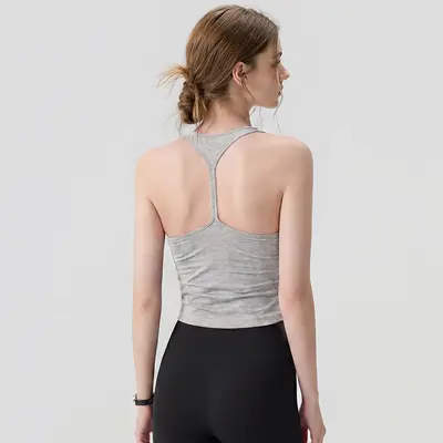 Damen-Yoga-BH-Top mit Brustpolster im Westenstil - 7