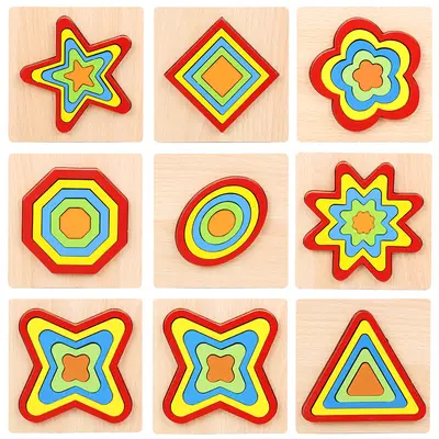 Ahşap geometri puzzle oyuncak, erken eğitim el tutuş panosu