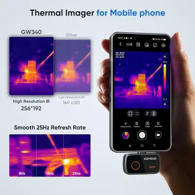 256x192 Typ-C Smartphone-Wärmebildkamera für Stromleitungs-Fehlersuche