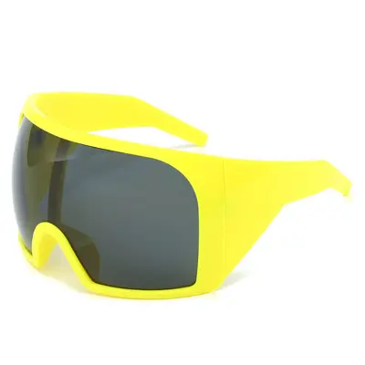 Large-Frame Wraparound Sunglasses for Women and Men, Futuristic One-Piece Shield - 8