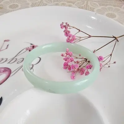 12mm圆条粗款灰古玉手镯灰古玉新中式旗袍配饰贵妃镯国风手镯配饰 - 11